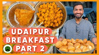 Breakfast in Udaipur Old City Food Tour Part 2  Indian Street Food  Veggie Paaji [upl. by Noyerb617]