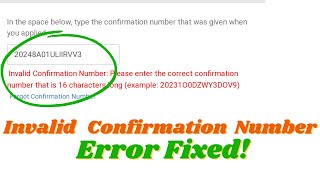 How to Fix Invalid Confirmation Number Error when Checking Green Card DV Lottery Results 2024 [upl. by Ardna]