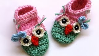 How to Crochet owl booties with ankle strap [upl. by Asehr155]