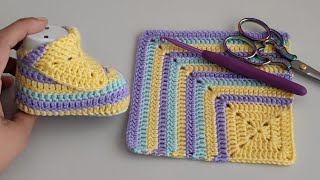 Crafting the Cutest Baby Shoes Unveiling the Secret of the Granny Square Baby Booties Pattern [upl. by Borgeson]