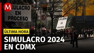 Momento exacto del Simulacro Nacional 2024 Suena alerta sísmica y alerta en celulares de Cdmx [upl. by Ronnica]