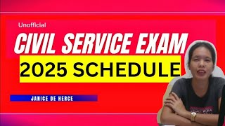 Civil Service Exam Schedule 2025 [upl. by Merfe572]