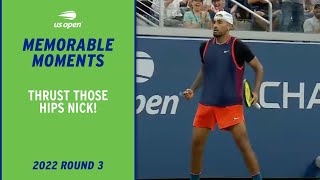 Hip Thrust Celebration from Kyrgios  2022 US Open Round 3 [upl. by Livvyy]