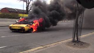 Lamborghini Miura SV catches fire in central London [upl. by Lyred]