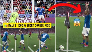 🇮🇹🧠 Italys 1000 IQ short corner kick routine vs Albania to equalize with Alessandro Bastonis goal [upl. by Bent]