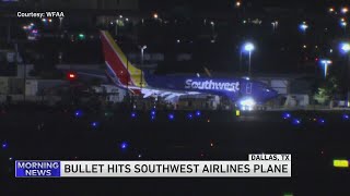 Bullet strikes Southwest Airlines flight in Dallas [upl. by Ahsiekam]