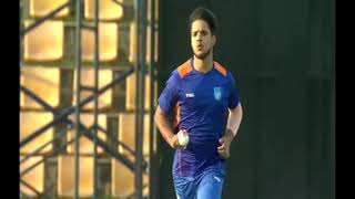 Rasikh Salam bowling in a practice match against Lancashire County Club  Reliance 1 Mumbai Indians [upl. by Anaeg]