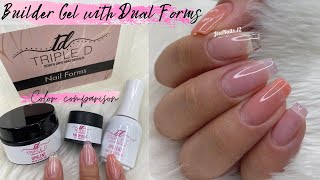 How to Apply Builder Gel with Dual Forms TRIPLE D Builder Gel Color Comparison [upl. by Sterne620]