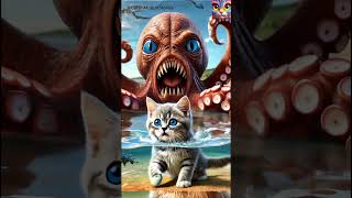 Battling a Giant Octopus for a Kitten Cute cats catlovers [upl. by Ahsinek]