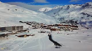 Tignes 2018 Val Claret Drone Flying over the Lake to Le Lavachet and the Resort Centre [upl. by Ashia]