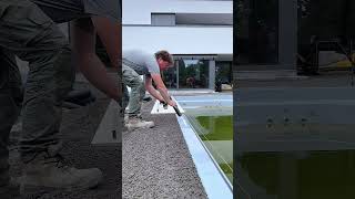 Laying ceramic pool edge tiles 90x60x2cm concrete shorts laying [upl. by Jolynn]