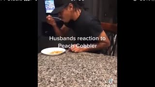 Husbands reaction to peach cobbler tiktok wife throws pot [upl. by Adnylam]