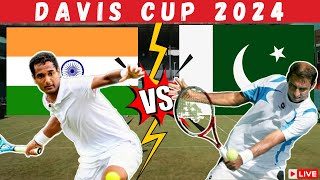 🔴Tennis  India vs Pakistan Davis Cup 2024  Day 1 Aqeel KHAN vs NSriram BALAJI daviscup [upl. by Delora]