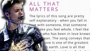 Justin Biebers Emotional quotALL THAT MATTERSquot Lyric Breakdown [upl. by Nilsoj]