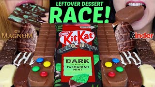 ASMR LEFTOVER DESSERT RACE GIANT DARK CHOCOLATE MINT KITKAT MINI MAGNUM ICE CREAM MampMS NUTELLA [upl. by Arerrac797]