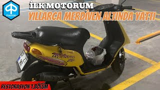 TOZLU GARAJ  MOTORU MERDİVENİN ALTINDAN ÇIKARDIK PİAGGİO TPH 80 İLK MOTORUMU TOPLUYORUZ [upl. by Wakerly92]