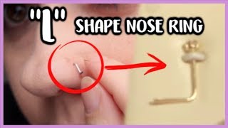 HOW TO PUT IN AN L SHAPE NOSE RING  ALSO HOW TO REMOVE AN L SHAPE NOSE RING [upl. by Sass419]