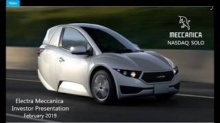 Electra Meccanica Vehicles Corp NASDAQ SOLO Virtual Roadshow [upl. by Teews]