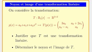 Noyau et image d’une transformation linéaire noyau image algebre [upl. by Anits530]