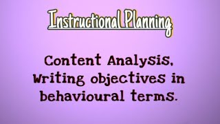 01  Content Analysis Writing objectives in Behavioural terms  Teaching of Geography BEd Hindi [upl. by Orhtej]