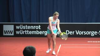 Carina Witthoeft service  return game vs Tsvetana Pironkova  Porsche Tennis Grand Prix 2012 [upl. by Eedak]