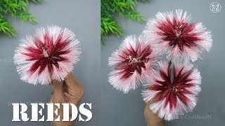 DIY Satin Ribbon reeds flowers  How to make ribbon crafts  best Ribbon decoration ideas [upl. by Nalim]