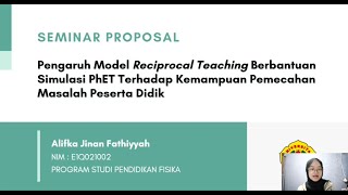 Pengaruh Model Reciprocal Teaching Berbantuan Simulasi PhET Terhadap Kemampuan Pemecahan Masalah [upl. by Ahsinat]