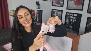 Ashley Reviews Pleaser ADORE724RS Baby Pink 7 Inch High Heel Platform Shoes With Rhinestone Collar [upl. by Vevay]