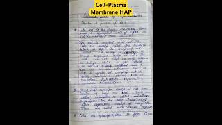 Cellular level of organisation  Cell  Plasma Membrane pharmacy notes HAP [upl. by Llezom617]