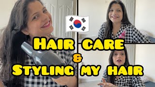 In korea🇰🇷 my hair care routine  styling my hairs [upl. by Gnah233]