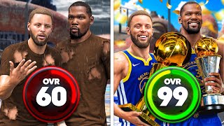 STEPH CURRY and KEVIN DURANT BUILD 60 OVR to 99 OVR in 1 VIDEO No Money Spent  No MyCareer [upl. by Haukom107]