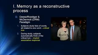 Cognition Lecture 6 3 Suggestibility Reconstructive Processes in Memory [upl. by Htrahddis]