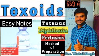 Toxoid Toxoid Vaccines Method of preparation Tetanus toxoid Diphtheria toxoid Pertussis toxoids [upl. by Harbard32]