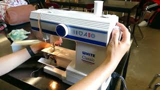 White Classic 212 Threading machine and bobbin [upl. by Rabma990]