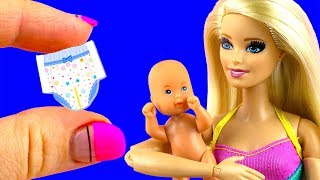 DIY Miniature Barbie Dollhouse Nursery Room Lamp Baby bed etc [upl. by Uok]