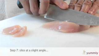 How to Cut a Boneless Chicken Breast  Cooking Basics by Yummly [upl. by Amzaj148]