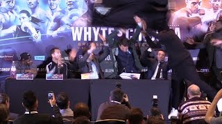 Dereck Chisora Throws A TABLE At Dillian Whyte During Explosive PreFight Press Conference [upl. by Nappy429]