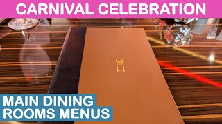 Carnival Celebration Main Dining Rooms  Full Menus [upl. by Michell]