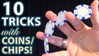 10 Best COIN amp Poker Chip TRICKS How to Tutorials [upl. by Ahsened451]