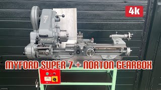 Myford Super 7  Norton Gearbox Power Feed Lathe Drehmaschine Svarv [upl. by Arev]