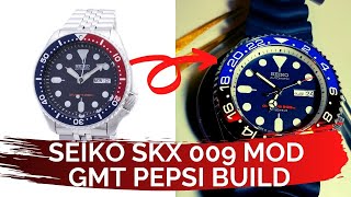 Seiko SKX 009 Mod GMT Pepsi Build Step by Step  How To Guide 2020 [upl. by Halueb782]