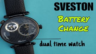 How To Change a Battery SVESTON Watch  sveston dual time watch battery replacement [upl. by Deedahs]