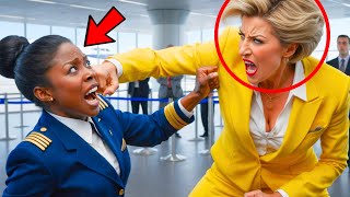 Racist Karen PUNCHES Black Female Pilot What Happens Next Shocks Everyone [upl. by Sivie]