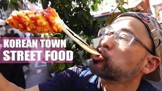 Street Food Tour of Koreatown in Tokyo Japan [upl. by Nnahgem]