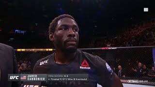 Intense UFC postfight interview Rio crowd hate Jared Cannonier for beating Anderson Silva [upl. by Aitnuahs]