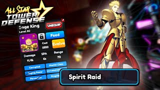 NEW LEVEL 80 SAGE KING GILGAMESH DESTROYS SPIRIT RAID SOLO  All Star Tower Defense [upl. by Einhorn411]