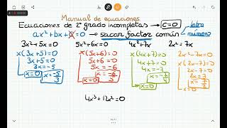 Ecuaciones de 2° grado incompletas ax²bx0 [upl. by Eatnwahs802]