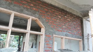 brick wall with wooden frame wonderful fitting techniques [upl. by Newberry]