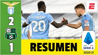 Lazio 21 Sassuolo Ciro Immobile rompió el empate y concretó victoria Caicedo jugó  Serie A [upl. by Cumine]