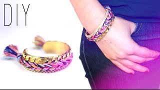 DIY  Bracelet Manchette tressée  Woven Bangle bracelet  friendship bracelet [upl. by Enelrats963]